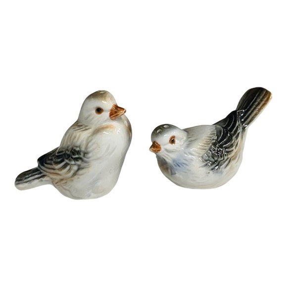 VTG Pair Bone China Brown Sparrow Birds Salt and Pepper Shaker Set 1980s Taiwan - Picture 1 of 9